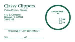 Sample of appointment card with removable label - 5971