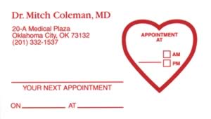 Sample of appointment card with removable label - 5972