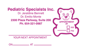 Sample of appointment card with removable label - 5975
