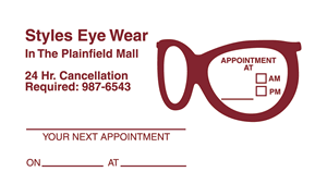 Sample of appointment card with removable label - 5976