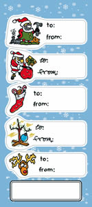 sample of removable to and from stickers for the holiday season